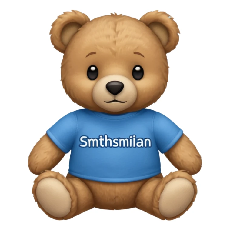 teddy bear wearing a blue tshirt that says smithsonian sticker