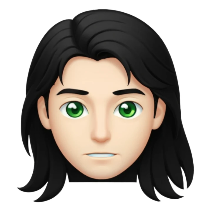 Young man with long flowing hair Dark black in color sticker