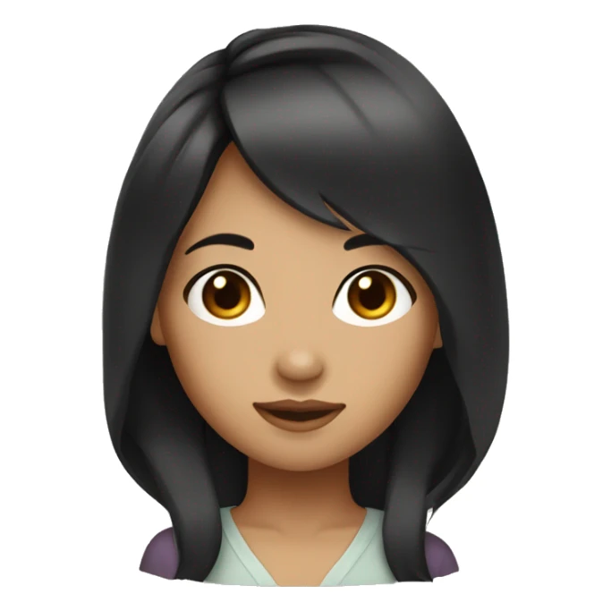 Black hair Asian girl with tan skin sticker