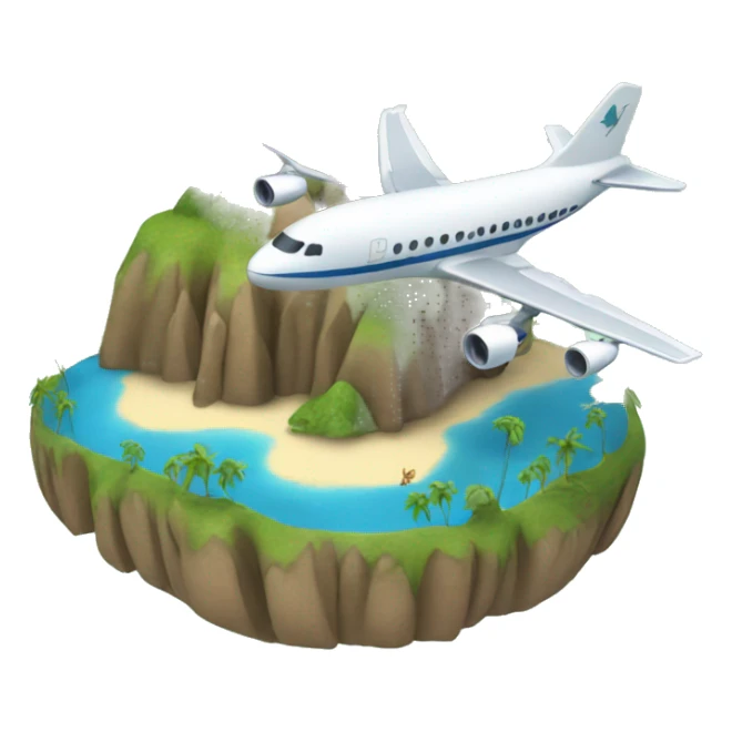 Dinosaur riding an airplane over an island sticker