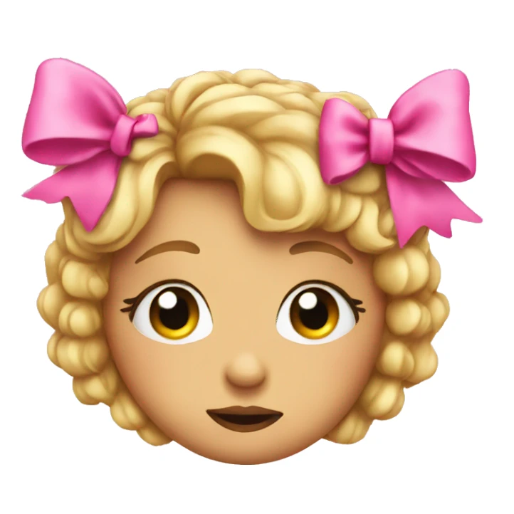 Emotional emoji with pink bow and lashes  sticker