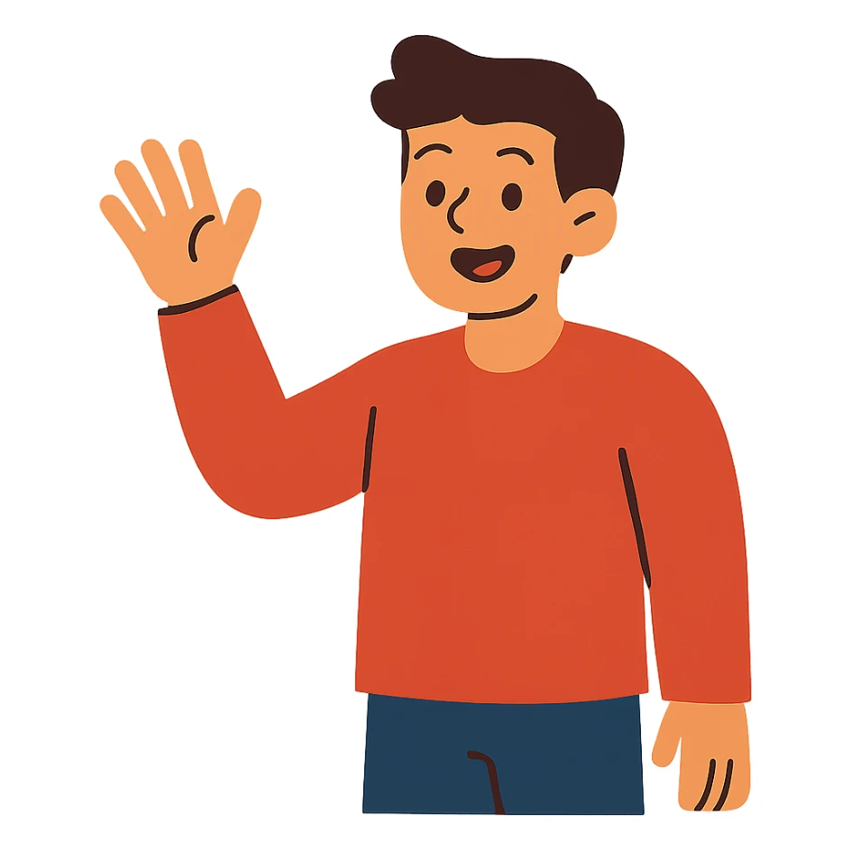 flat toon style friend with welcoming gesture sticker