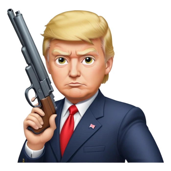 donald trump with a gun in hand sticker