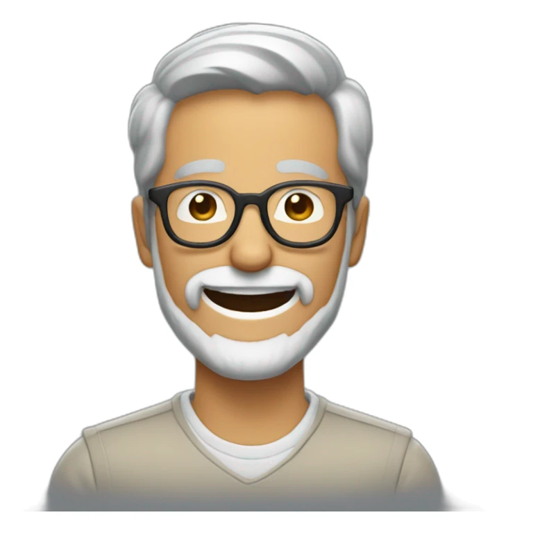 tan gray haired man with short full beard and glasseslaughing sticker