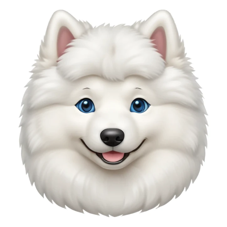 fluffy white Samoyed dog with blue eyes, smiling sticker