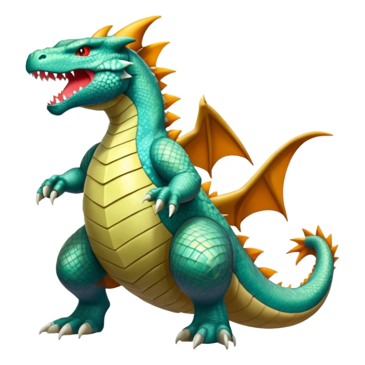 Shiny Exotic Colorful epic Tyranitar-Charizard-Dragonite-Salamence-Drudigon-Haxorus-Fakémon-hybrid-creature (full body)  sticker