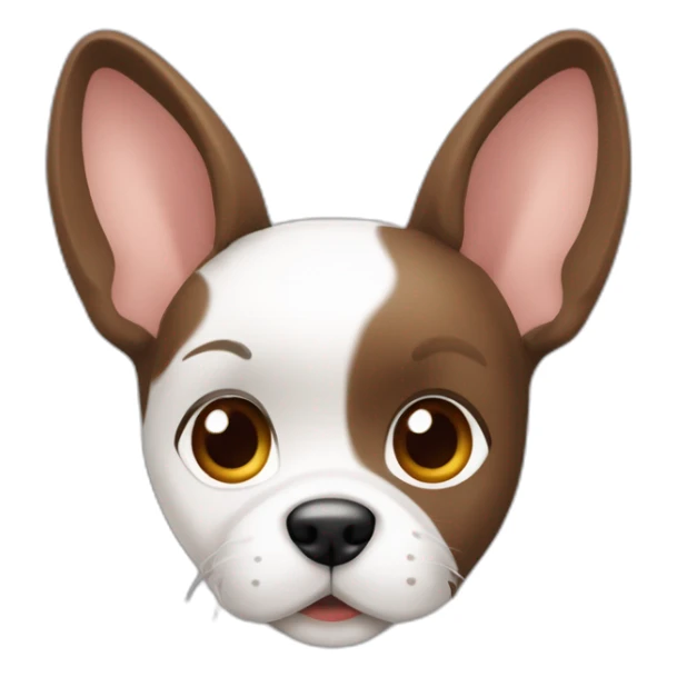 Perrita joven de raza ratonero bodeguero de orejas en punta, con manto blanco y manchas marrones en la cabeza sticker