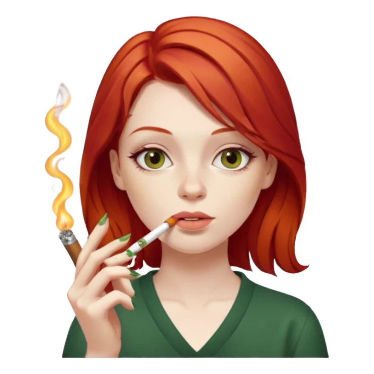 red hair alt girl smoking a joint sticker