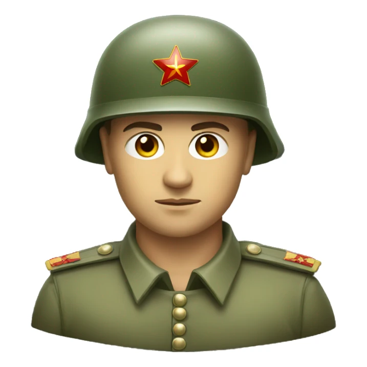 ussr soldier serious with military helmet sticker
