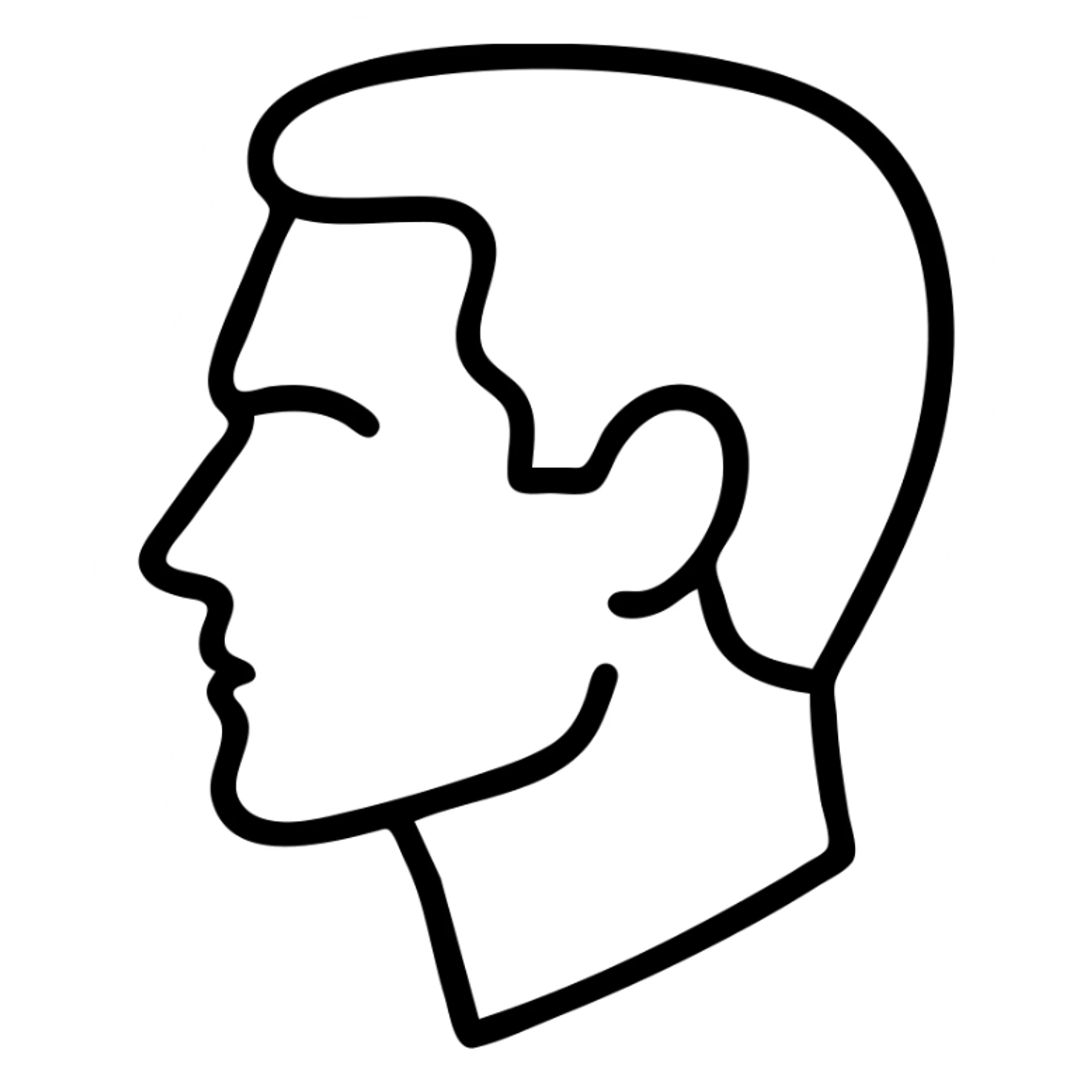 male face in profile, strong jawline, icon style, minimalistic, strong jawline emphasis sticker