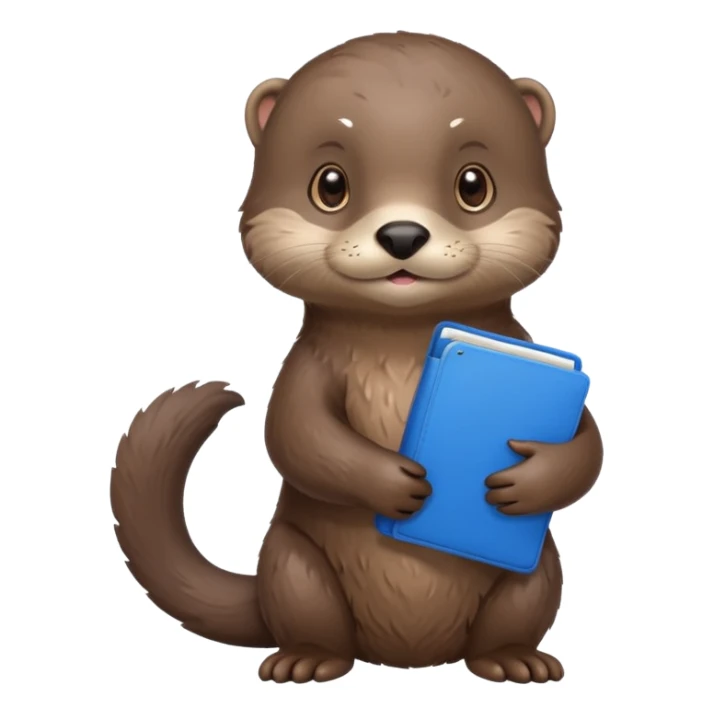 Cute otter full body holding one blue file sticker