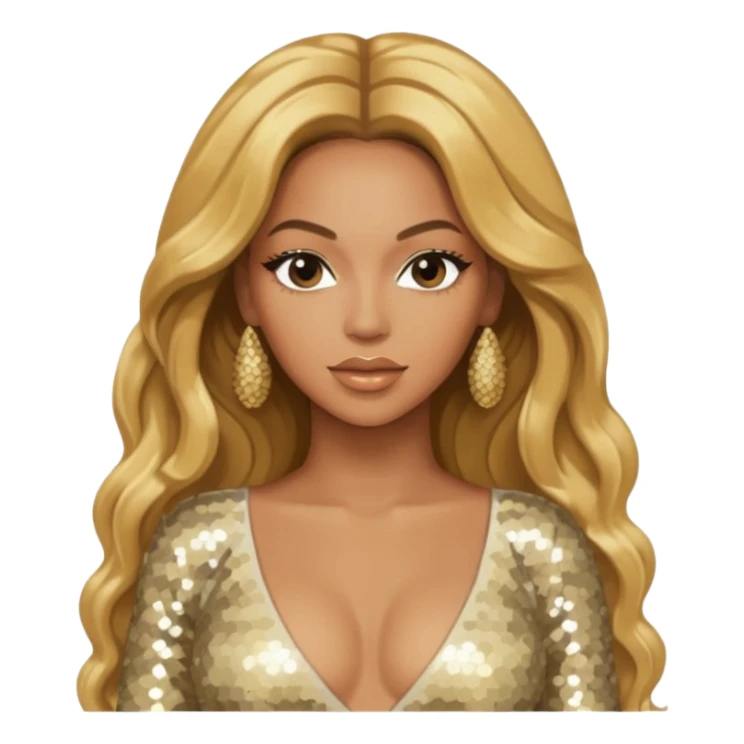 Beyonce Silhouette with long golden blonde hair, ivory sequin outfit  sticker