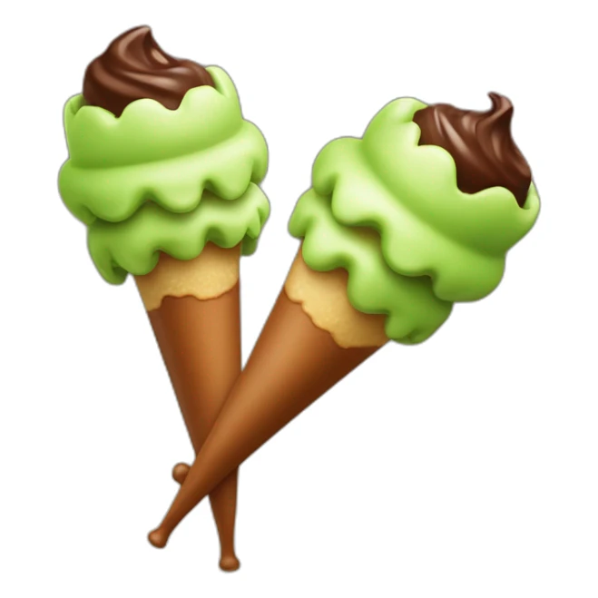 Un cornet de glace pistache et chocolat sticker