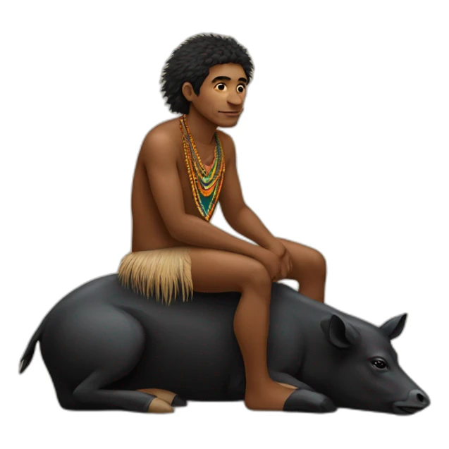 brazilian indigenous man sitting on a black boar sticker
