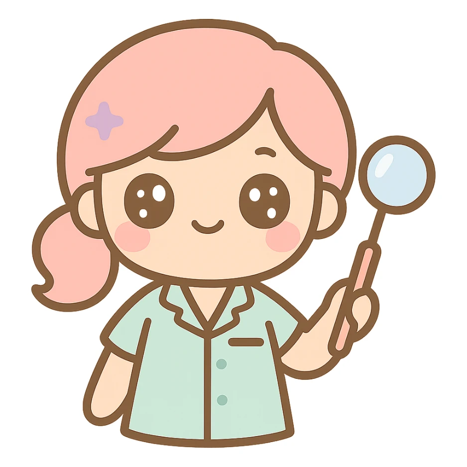 cute dentist, kawaii style, pastel colors, big eyes sticker