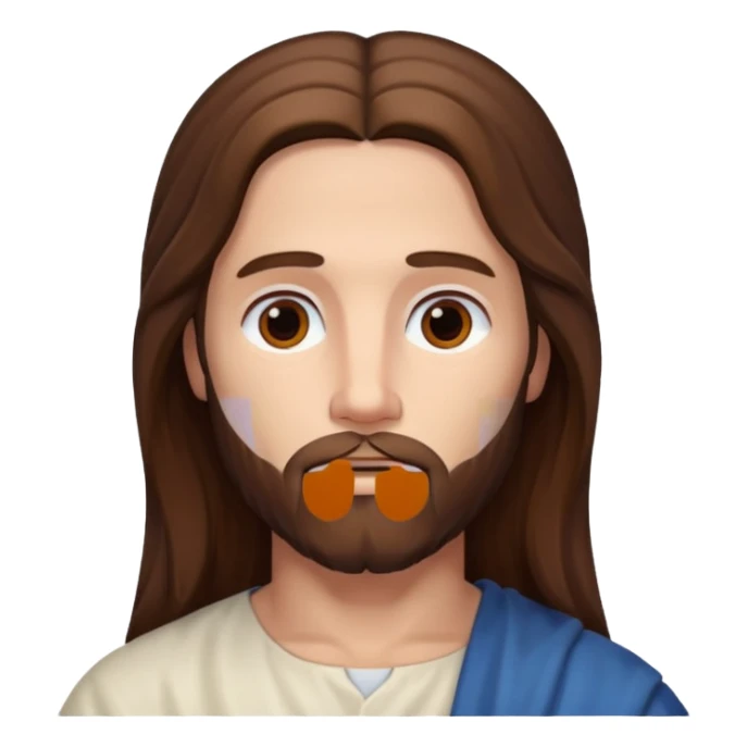 iPhone screen showing a digital portrait of Jesus sticker