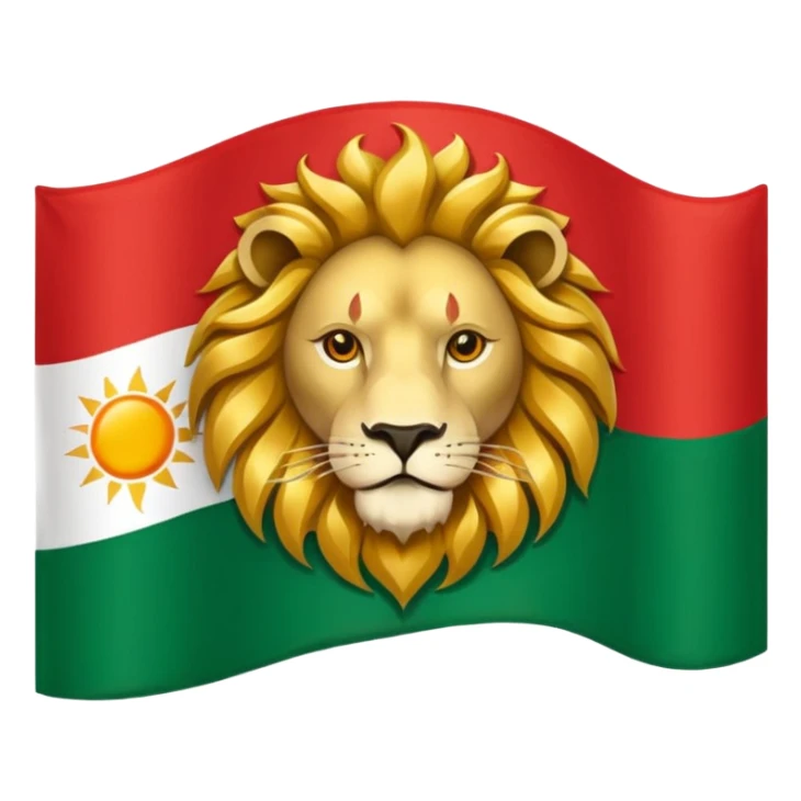 Lion and sun logo in the red white and green flag sticker