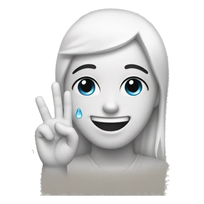 happy tears with peace fingers sticker
