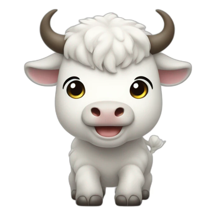 cute chibi style white flying bison waving his hand  sticker