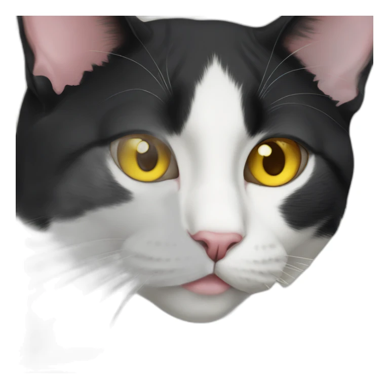 Tuxedo Cat with yellow eyes and dark nose sticker