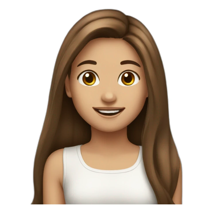 girl long brown hair happy sticker