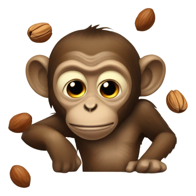 A monkey who has a mouthful of nuts and they fall out sticker