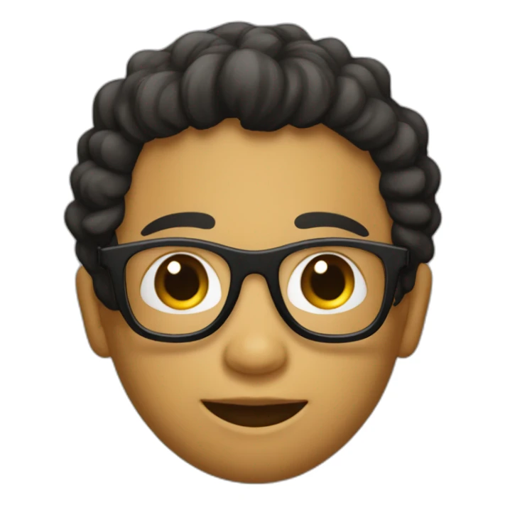 Niño con pelo rizado negro y gafas sticker