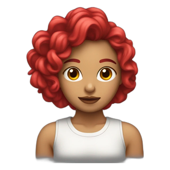 Chica pelo rizado con una rosa roja sticker
