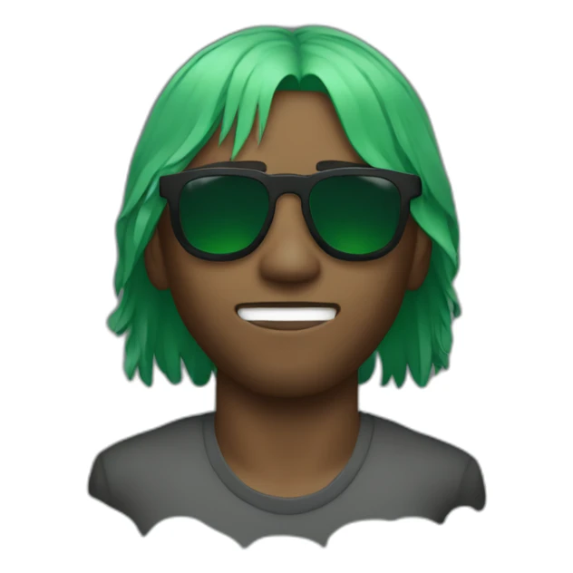 Frank ocean with green hair and left hand covering his eyes sticker