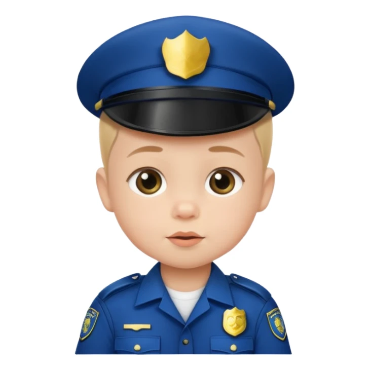 baby in police dress without cap sticker