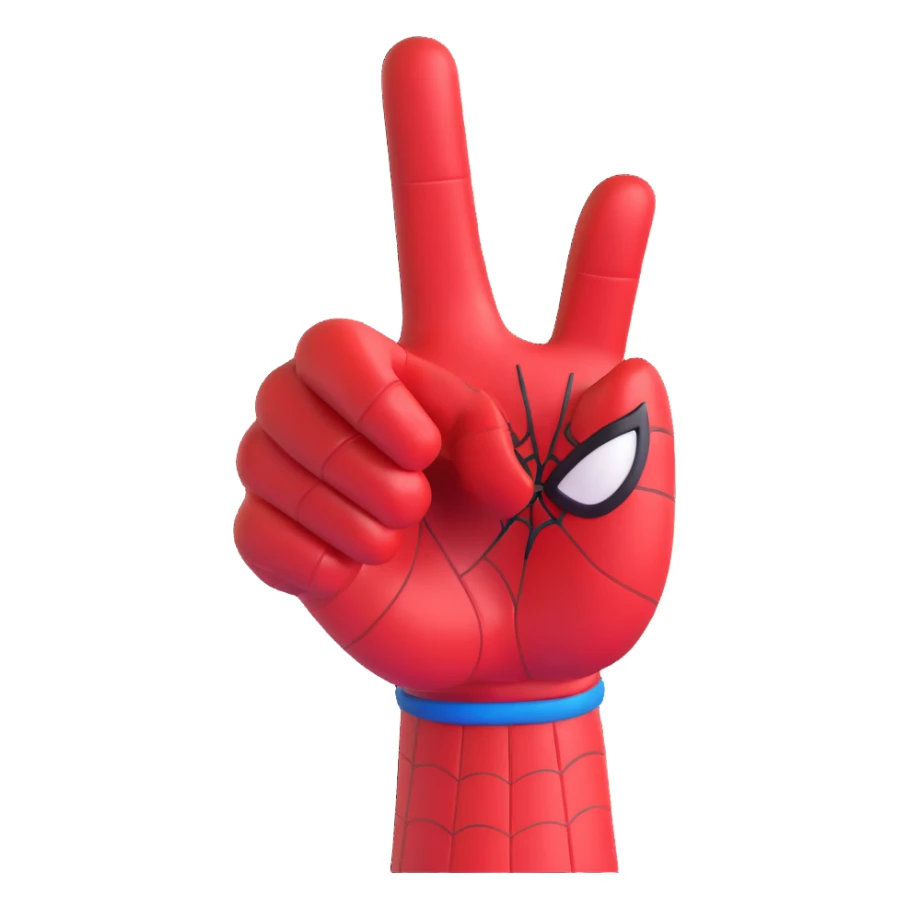 spiderman's hand doing a thumbs up, 3D emoji style sticker