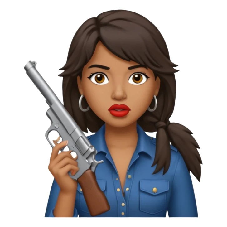 latina with mullet putting gun in her mouth sticker