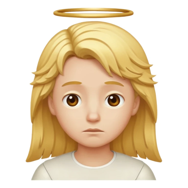 Make an angel 😇 emoji that is a bit sad like bored sticker