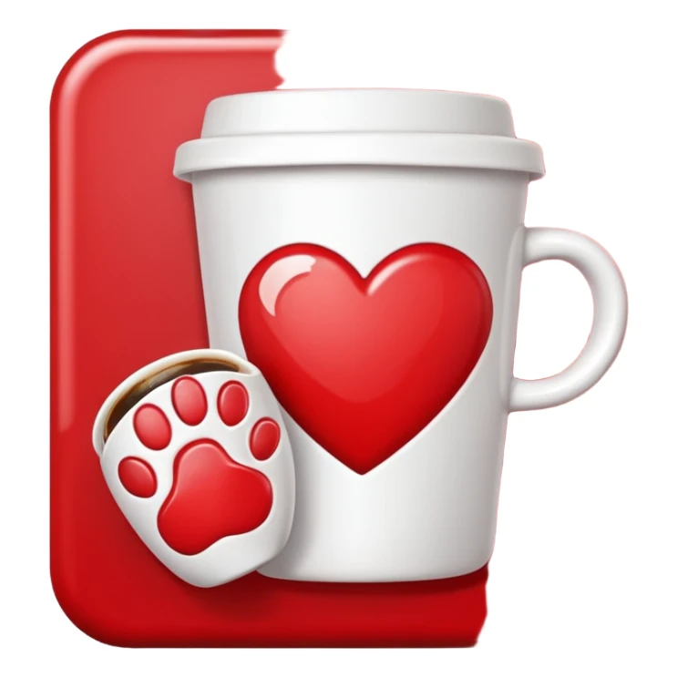 heart with a paw print and a coffee cup sticker
