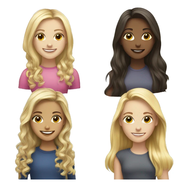 smiling girls with long hair, a blond and a brunette  sticker