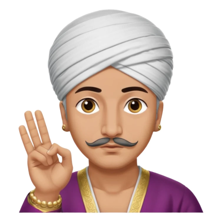 A turkish Sultan doing the quiet sign while his eyes are pure white sticker