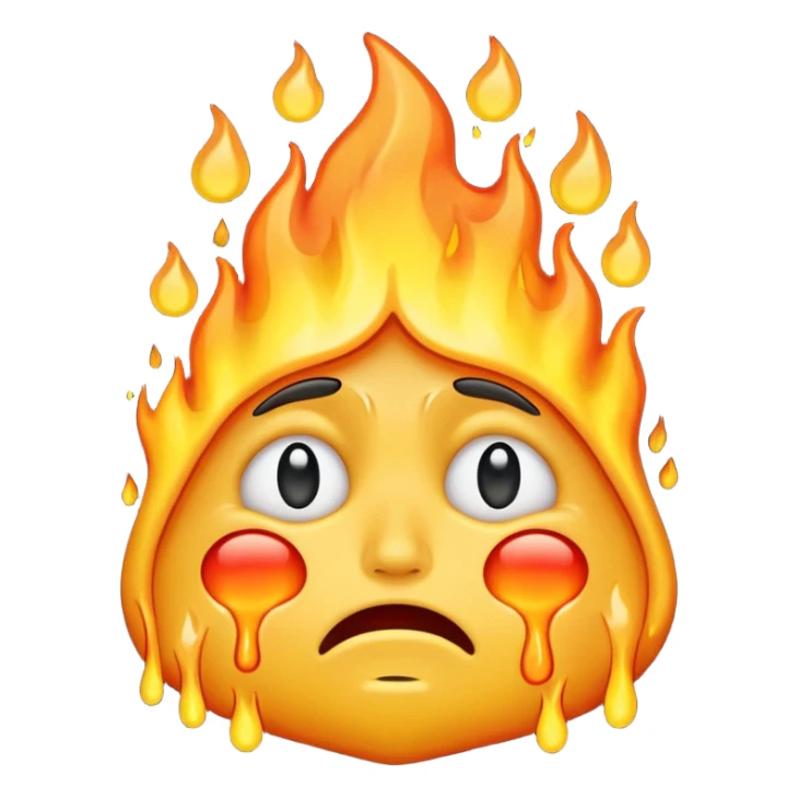 I want an emoji that is crying, melting, on fire. sticker