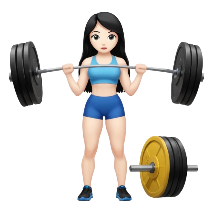 pale girl with long black hair deadlifting sticker