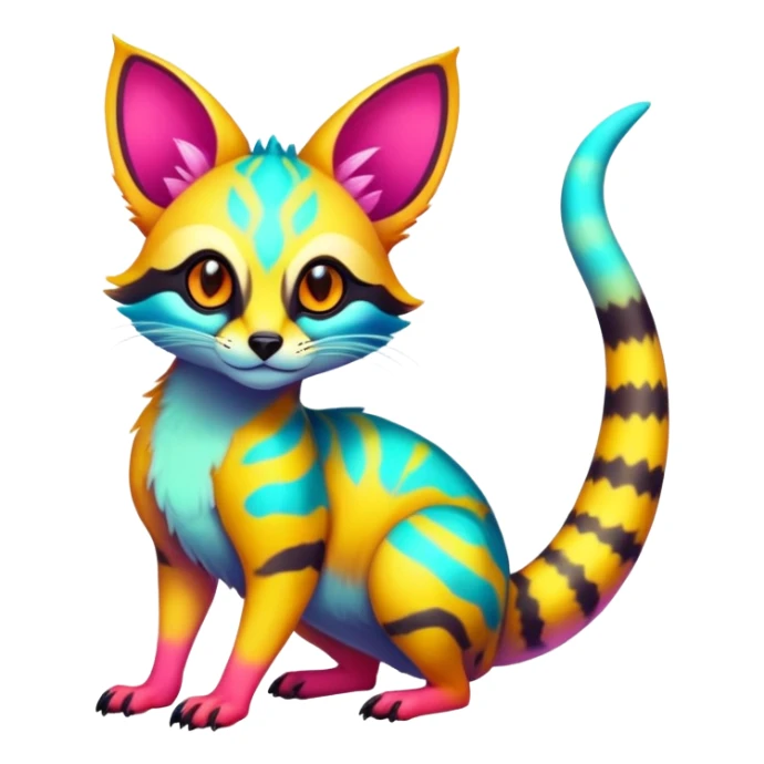  randomly colored colorful light cute lush neon-colored brightly colored Fakémon-Fionbri-Vernid-Genet-creature with markings (full body) sticker