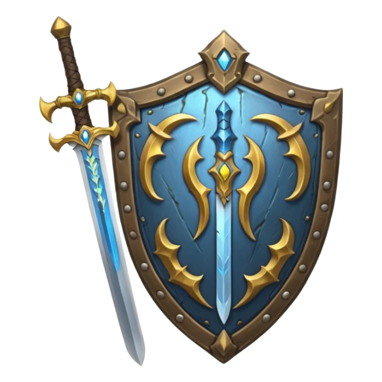 sword and shield, world of war craft style sticker