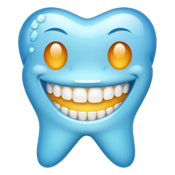 sparkling set of teeth with braces, cheerful emoji style sticker