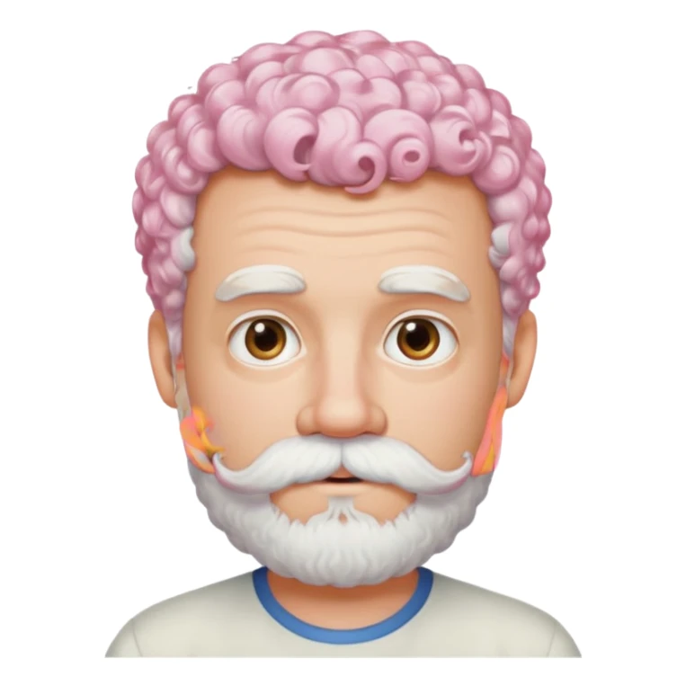 very white bearded and white mustached, pink short curly haired  sticker