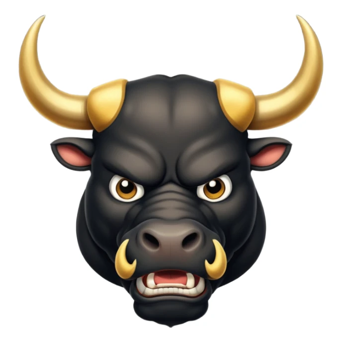 black angry powerful bull with golden horns emoji sticker