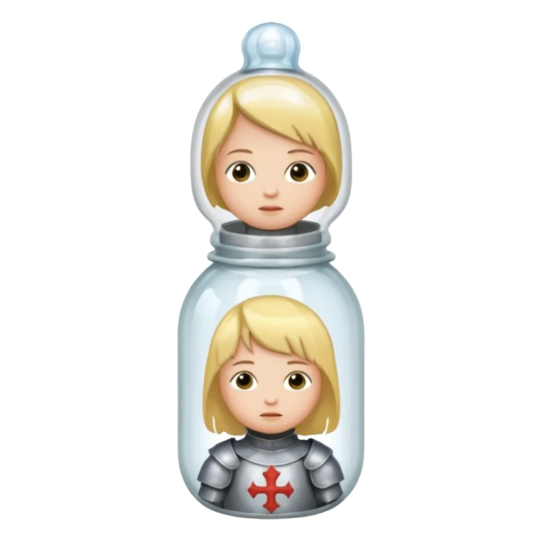 Jeanne d’arc en armure médiévale en enfermée dans un biberon  sticker