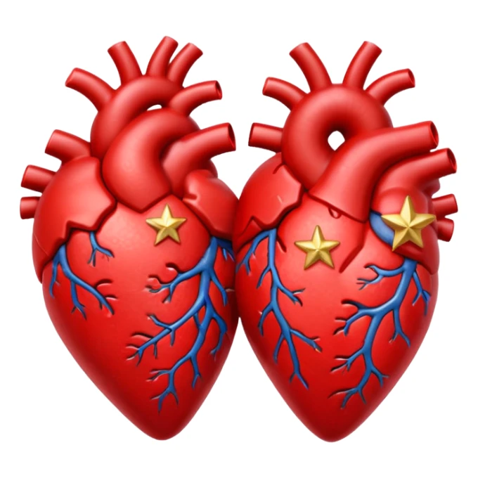 two anatomy hearts and stars sticker