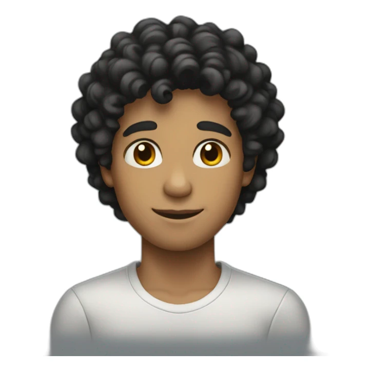 a fair young man with curly black hair sticker