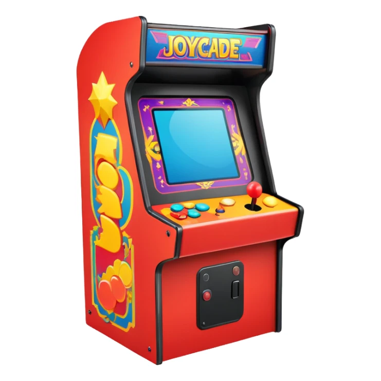 A colorful classic arcade cabinet with joystick and buttons sticker