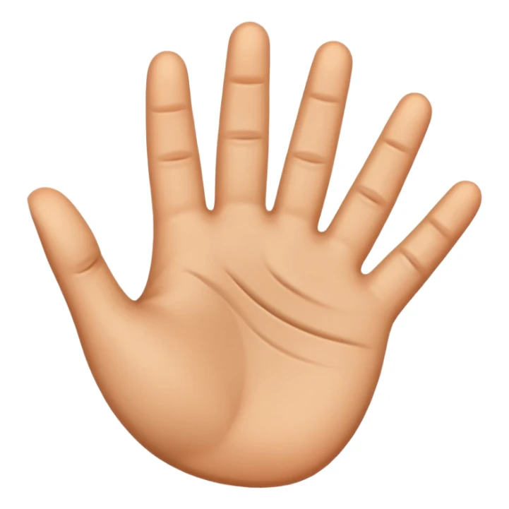 hand with open palm and motion lines, hand tracking, apple emoji style sticker