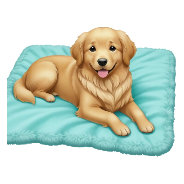 golden retriever with aqua blanket sticker