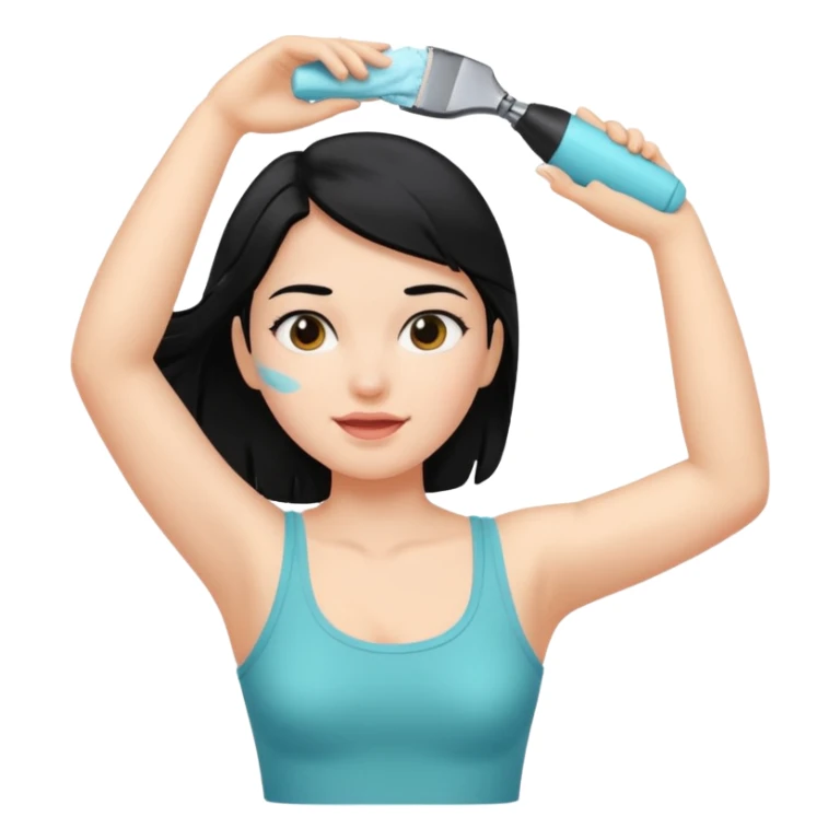 woman black long hair shaving armpit sticker